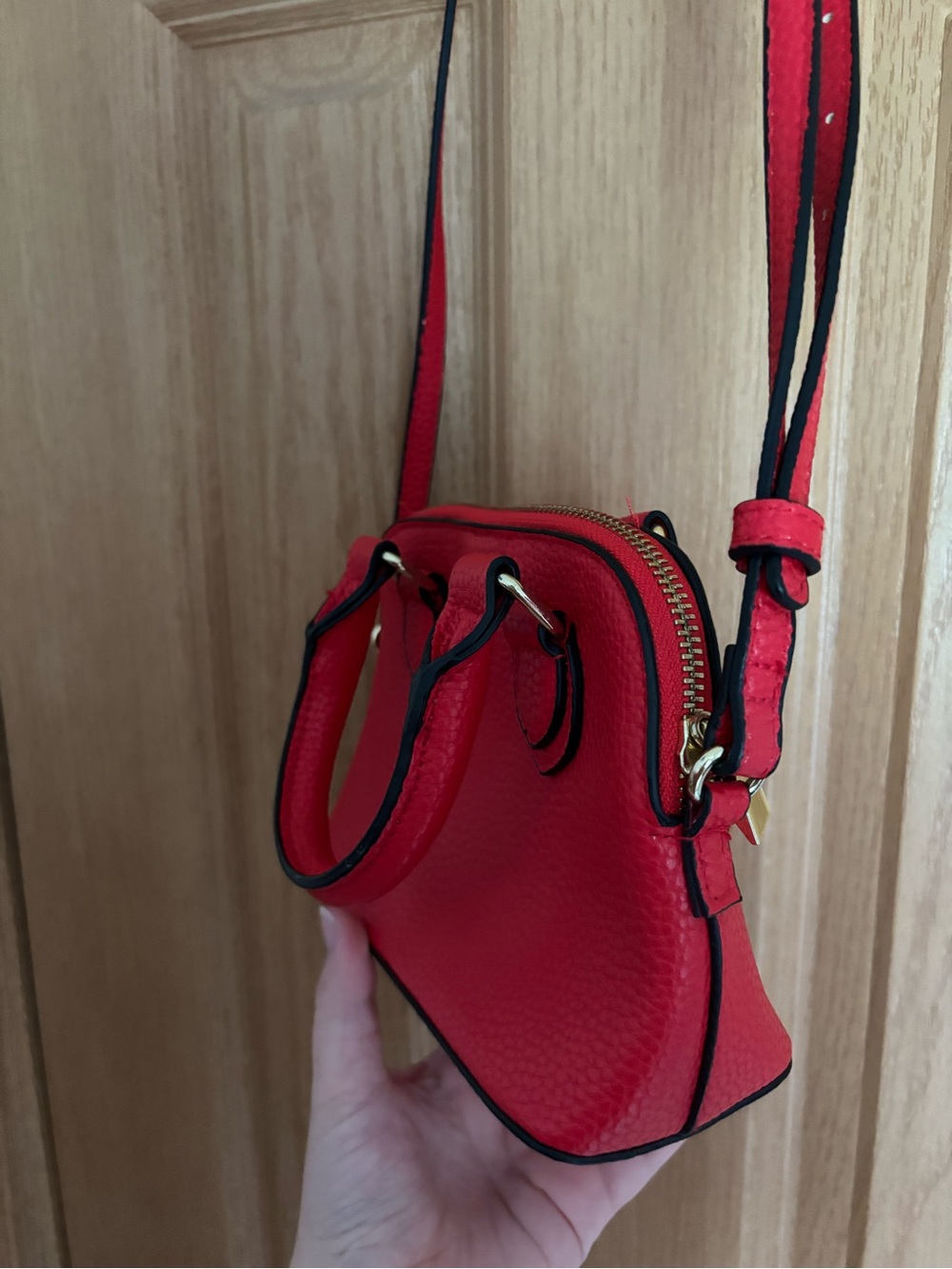 a new day Red Pebble Leather Mini Crossbody Purse - Picture 5 of 11